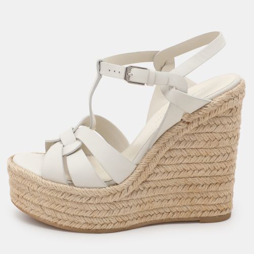 Saint Laurent Leather Tribute Wedge Espadrille Sandals Size 36.5 - Saint Laurent Paris - Modalova