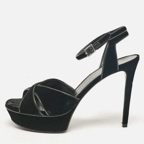 Saint Laurent Velvet Bianca Ankle Strap Sandals Size 39 - Saint Laurent Paris - Modalova