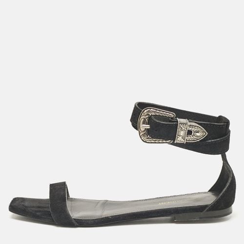 Saint Laurent Suede Ankle Strap Flat Sandals Size 39 - Saint Laurent Paris - Modalova