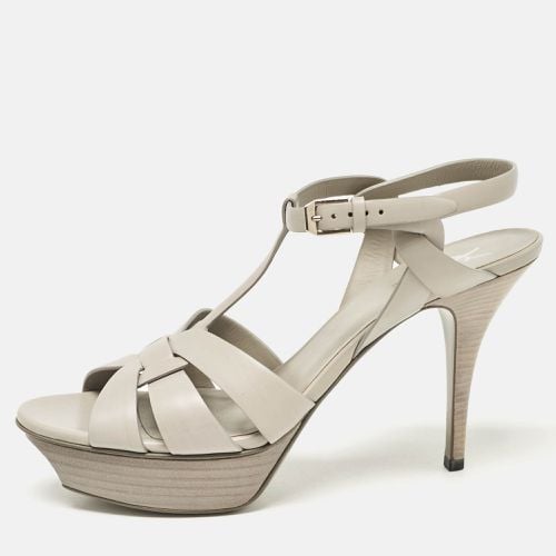 Saint Laurent Light Leather Tribute Platform Sandals Size 40.5 - Saint Laurent Paris - Modalova