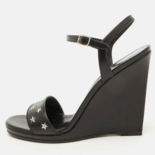 Saint Laurent Stars Leather Ankle Strap Wedge Sandals Size 39.5 - Saint Laurent Paris - Modalova