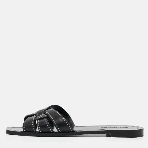 Saint Laurent Leather Embellished Tribute Flat Sandals Size 41 - Saint Laurent Paris - Modalova