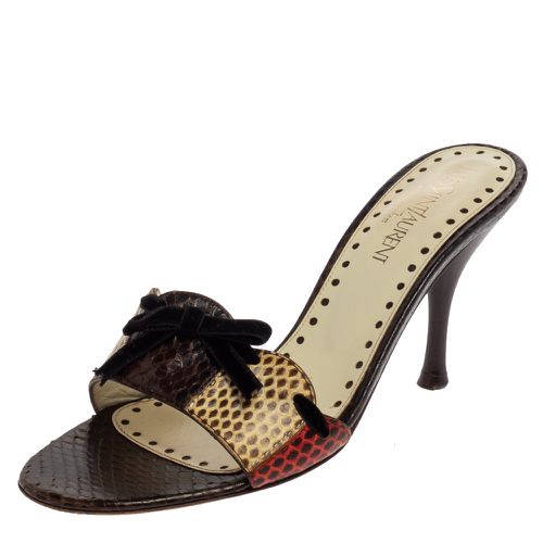 Saint Laurent Snakeskin Bow Slide Sandals Size 36 - Saint Laurent Paris - Modalova