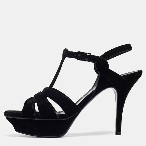 Saint Laurent Velvet Tribute Sandals Size 38.5 - Saint Laurent Paris - Modalova