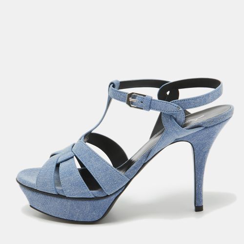 Saint Laurent Denim Tribute Sandals Size 39.5 - Saint Laurent Paris - Modalova