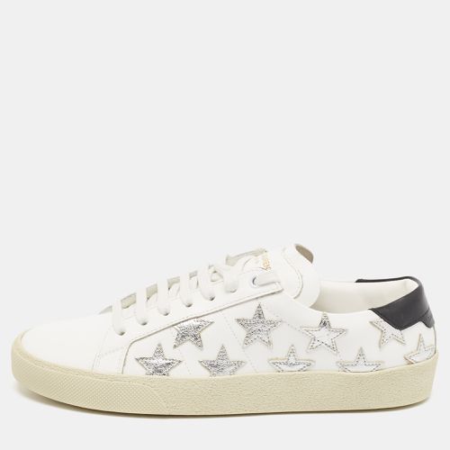 Saint Laurent /Silver Leather Court Classic Star Sneakers Size 38.5 - Saint Laurent Paris - Modalova