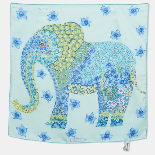 Floral Elephant Print Silk Square Scarf - Salvatore Ferragamo - Modalova