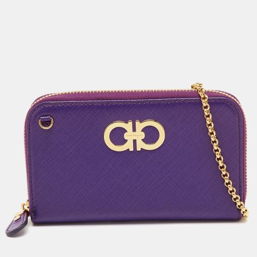 Leather Gancio Cip Around Wallet On Chain - Salvatore Ferragamo - Modalova