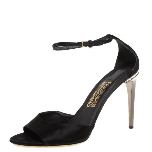 Satin Embellished Heel Ankle Strap Sandals Size 40 - Salvatore Ferragamo - Modalova