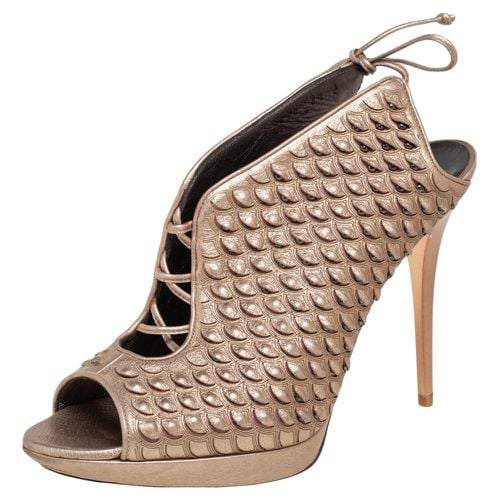 Beige Python Embossed Leather Studded Slingback Sandals Size 39 - Salvatore Ferragamo - Modalova