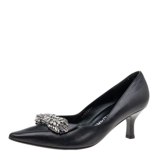 Leather Crystal Embellished Pumps Size 38.5 - Salvatore Ferragamo - Modalova