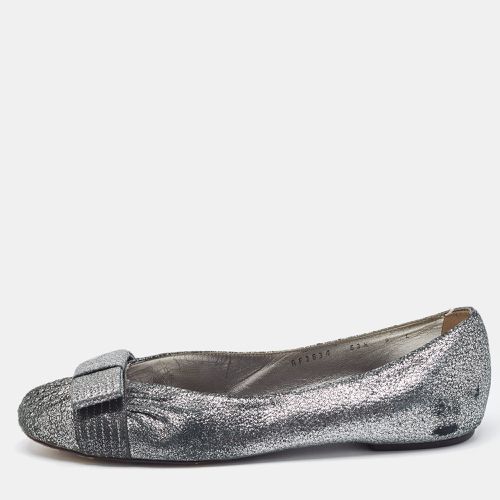 Metallic Suede Bow Ballet Flats Size 39.5 - Salvatore Ferragamo - Modalova