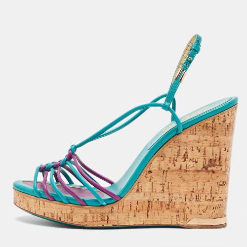 Purple Strappy Slingback Cork Wedge Platform Sandals Size 39.5 - Salvatore Ferragamo - Modalova