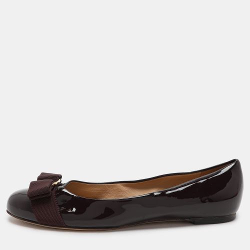 Patent Leather Varina Bow Ballet Flats Size 37 - Salvatore Ferragamo - Modalova