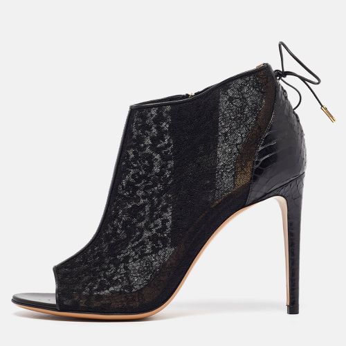 Lace and Python Nufus Open Toe Booties Size 39.5 - Salvatore Ferragamo - Modalova