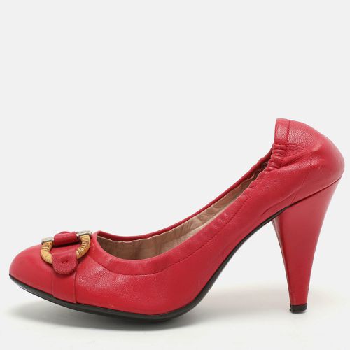 Leather Embellished Scrunch Pumps Size 38 - Salvatore Ferragamo - Modalova