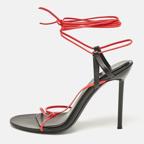 Red/ Leather Strappy Ankle Tie Sandals Size 38.5 - Salvatore Ferragamo - Modalova