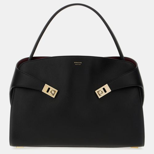 Ferragamo Nero Borgogna Calf Leather Hug Handbag - Salvatore Ferragamo - Modalova