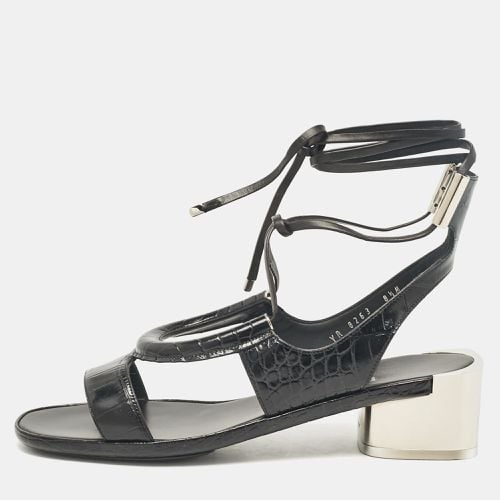 Croc Embossed Leather Glorja Ankle Strap Sandals Size 39 - Salvatore Ferragamo - Modalova