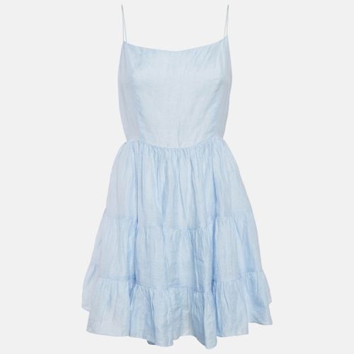 Linen Blend Tiered Mini Dress L - Sandro - Modalova