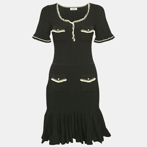 Rib Knit Contrast Trimmed Mini Dress XS - Sandro - Modalova