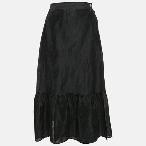 Linen Blend Ruffled Midi Wrap Skirt M - Sandro - Modalova