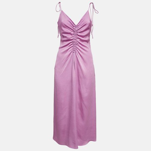 Lavender Crepe Ruche Detail Midi Slip Dress M - Sandro - Modalova