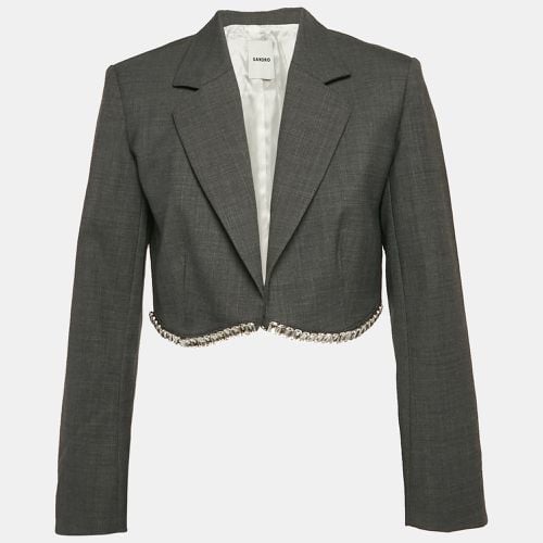 Crystal Embellished Wool-Blend Crop Blazer S - Sandro - Modalova