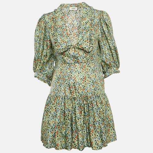 Flowering Print Silk Chelsea Collar Mini Dress S - Sandro - Modalova