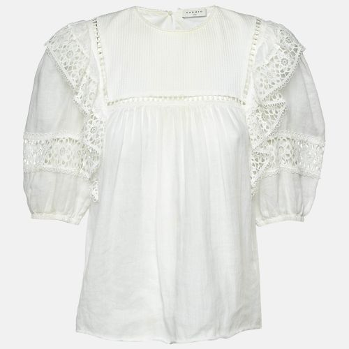 Ramie Lace Trim Ruffled Top L - Sandro - Modalova