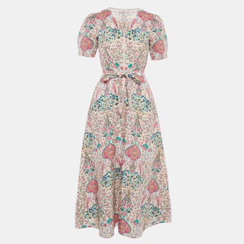 Pink Irya Floral Print Linen Blend Midi Dress XS - Sandro - Modalova