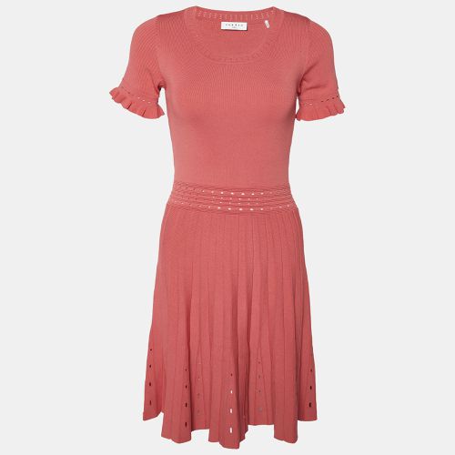 Coral Eyelet Knit Etor Pleated Dress M - Sandro - Modalova