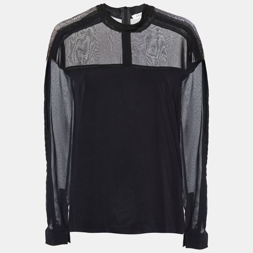 Silk & Knit Paneled Long Sleeve Top M - Sandro - Modalova