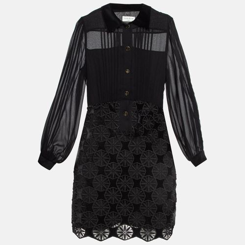 Velvet Lace and Crepe Mini Dress S - Sandro - Modalova