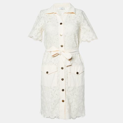 Ecru Guipure Lace Adrienne Belted Shirt Dress S - Sandro - Modalova