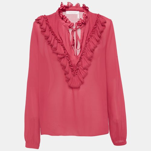 Raspberry Crepe Ruffled Blouse M - See by Chloe - Modalova