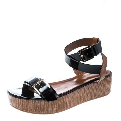 Brown Leather Ankle Strap Wedge Sandals Size 40 - Sergio Rossi - Modalova