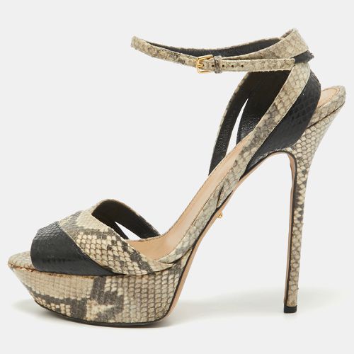 Python Embossed Leather Ankle Strap Sandals Size 41 - Sergio Rossi - Modalova