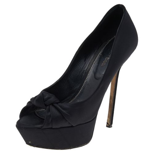 Satin Knotted Peep Toe Platform Pumps Size 38 - Sergio Rossi - Modalova