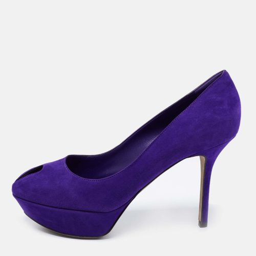 Suede Peep Toe Platform Pumps Size 38.5 - Sergio Rossi - Modalova