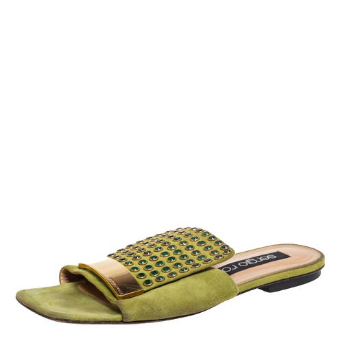 Suede Studded Flat Slides Size 36.5 - Sergio Rossi - Modalova