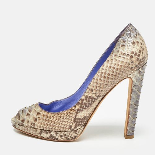 Python Leather Peep Toe Pumps Size 37.5 - Sergio Rossi - Modalova