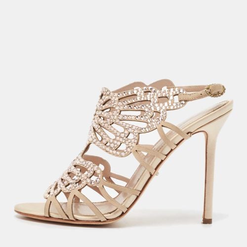 Suede Crystal Embellished Slingback Sandals Size 39 - Sergio Rossi - Modalova