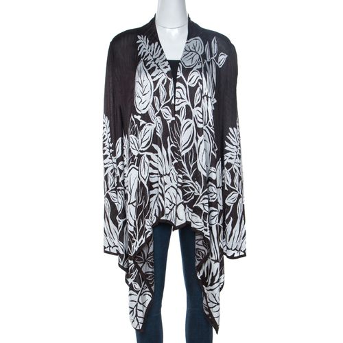 Monochrome Jacquard Knit Draped Cardigan XL - St. John - Modalova