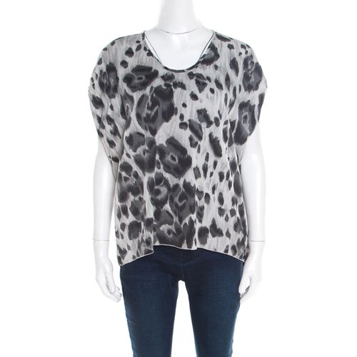 Peony Animal Print Silk Pleated Sleeve Boxy Blouse M - Stella McCartney - Modalova