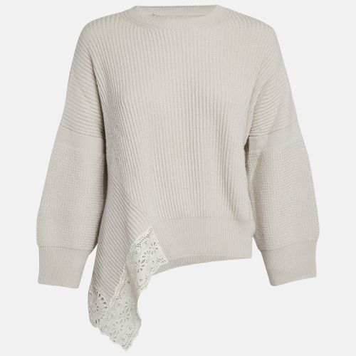 Grey Lace Trim Rib Knit Asymmetric Sweater S - Stella McCartney - Modalova