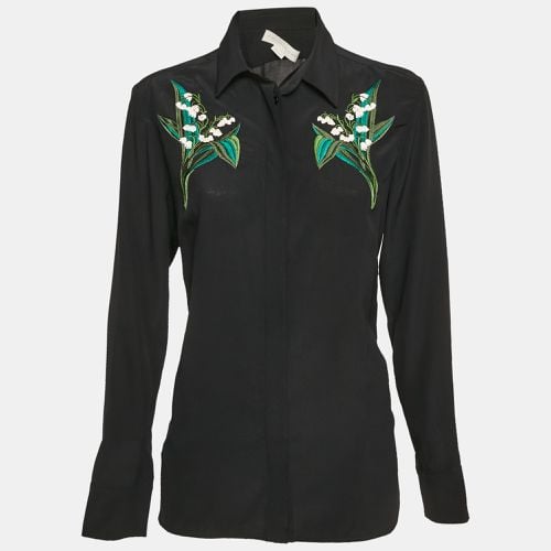 Floral Embroidered Silk Long Sleeve Shirt S - Stella McCartney - Modalova