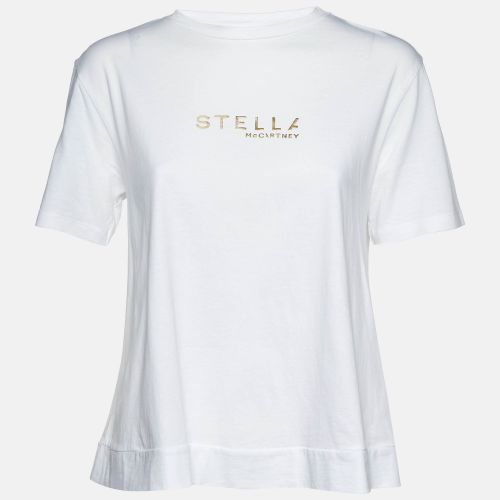 Cotton Logo Embossed Crew Neck T-Shirt M - Stella McCartney - Modalova