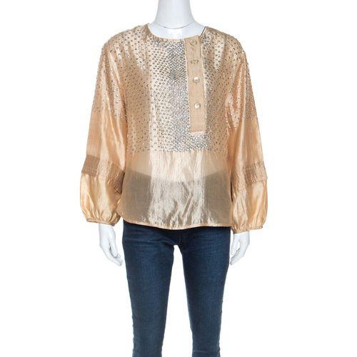 Silk Sequin Detail Balloon Sleeve Blouse S - Stella McCartney - Modalova