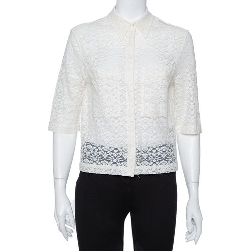 Lace Button Front Sheer Crop Top M - Stella McCartney - Modalova